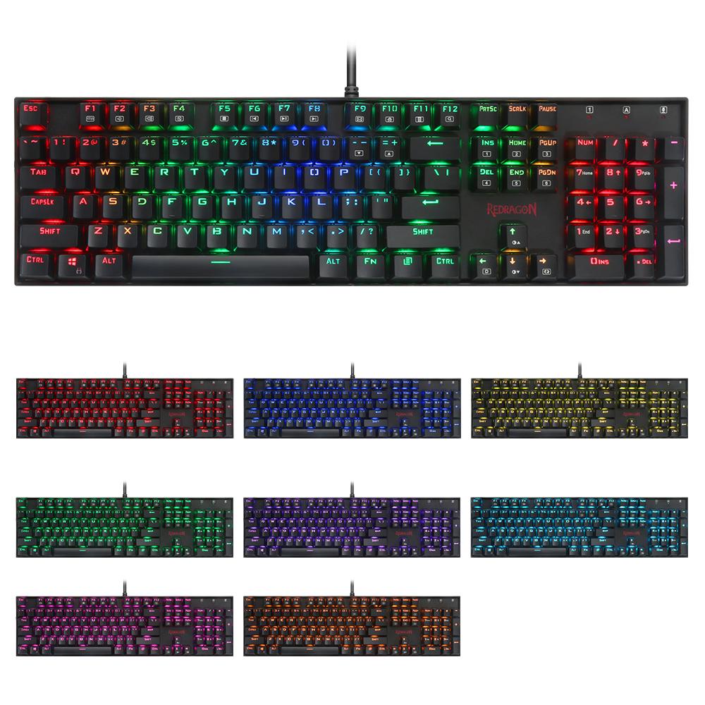 Redragon USB mechanical gaming keyboard ergonomic RGB LED backlit keys Full key anti-ghosting 104 wired Computer gamer K551RGB