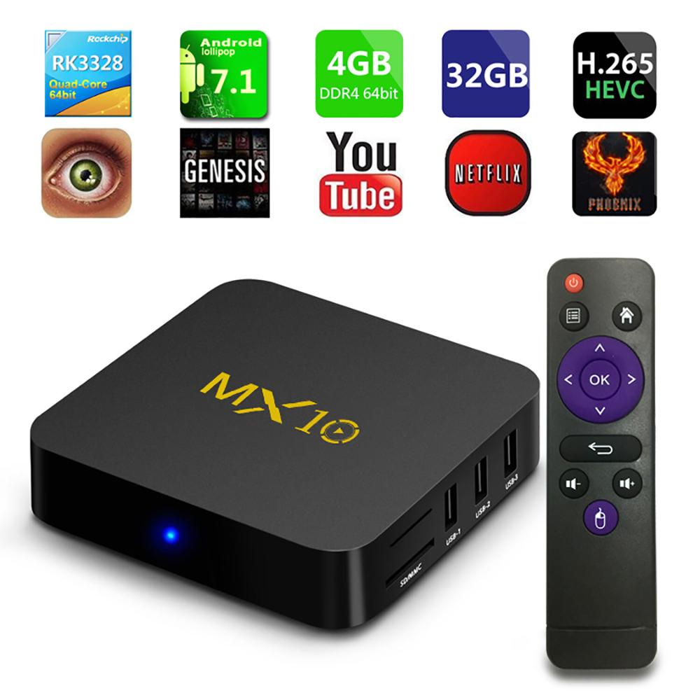 MX10 4GB DDR4 32GB eMMC Android 7.1 TV BOX