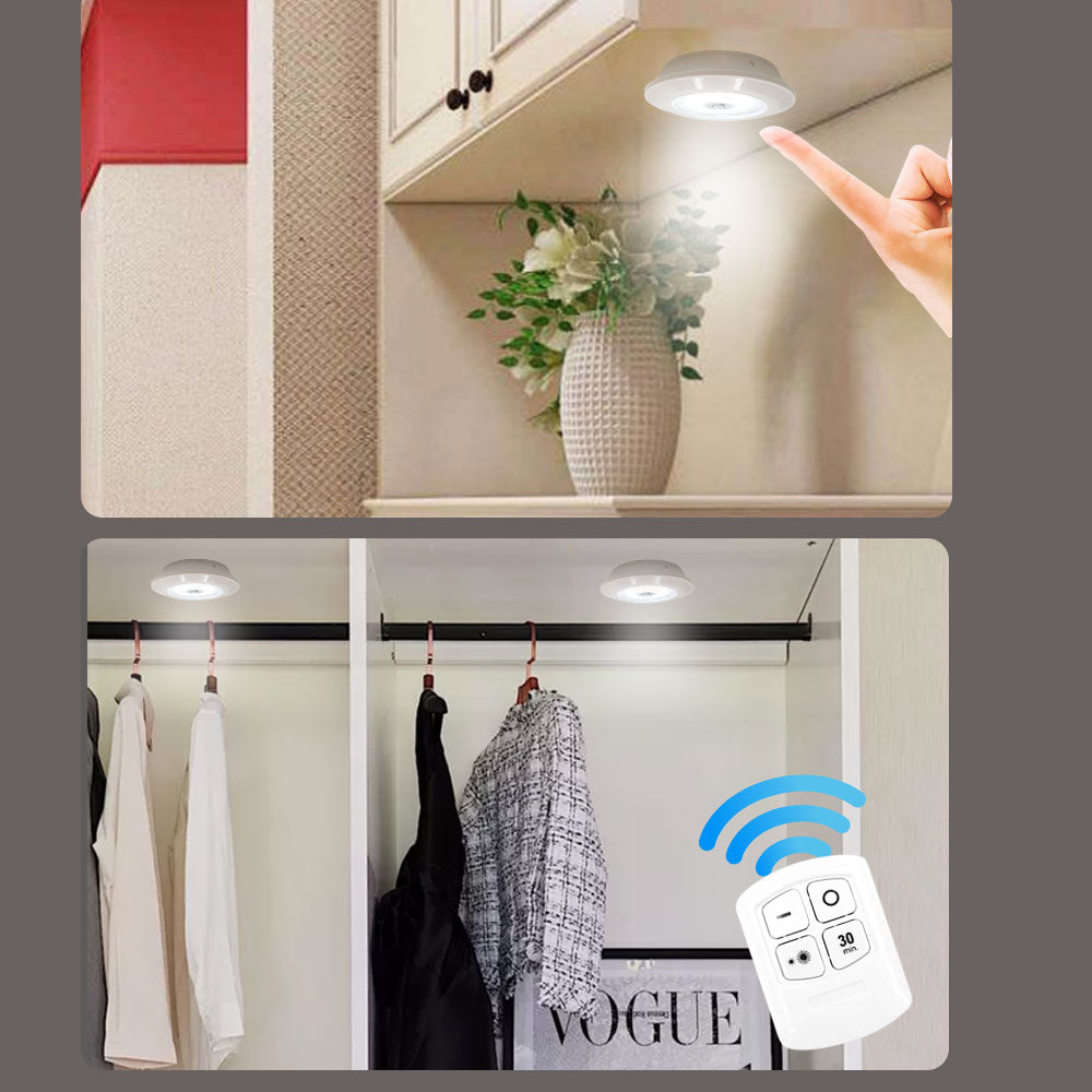 3W Super Bright Cob Under Cabinet Light LED Wireless Remote Control Dimmable Wardrobe Night Lamp Home Bedroom Closet Kitchen