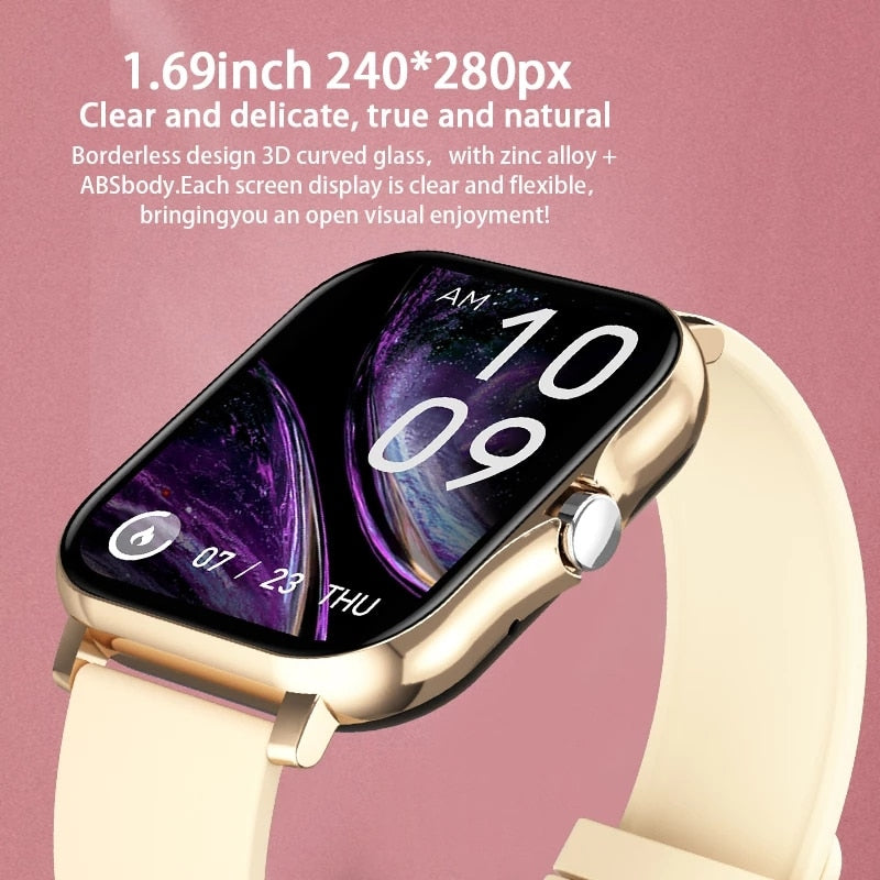 Women Smart watch Men 1.69" Color Screen Full touch Fitness Tracker Bluetooth Call Smart Clock Ladies Smart Watch Women