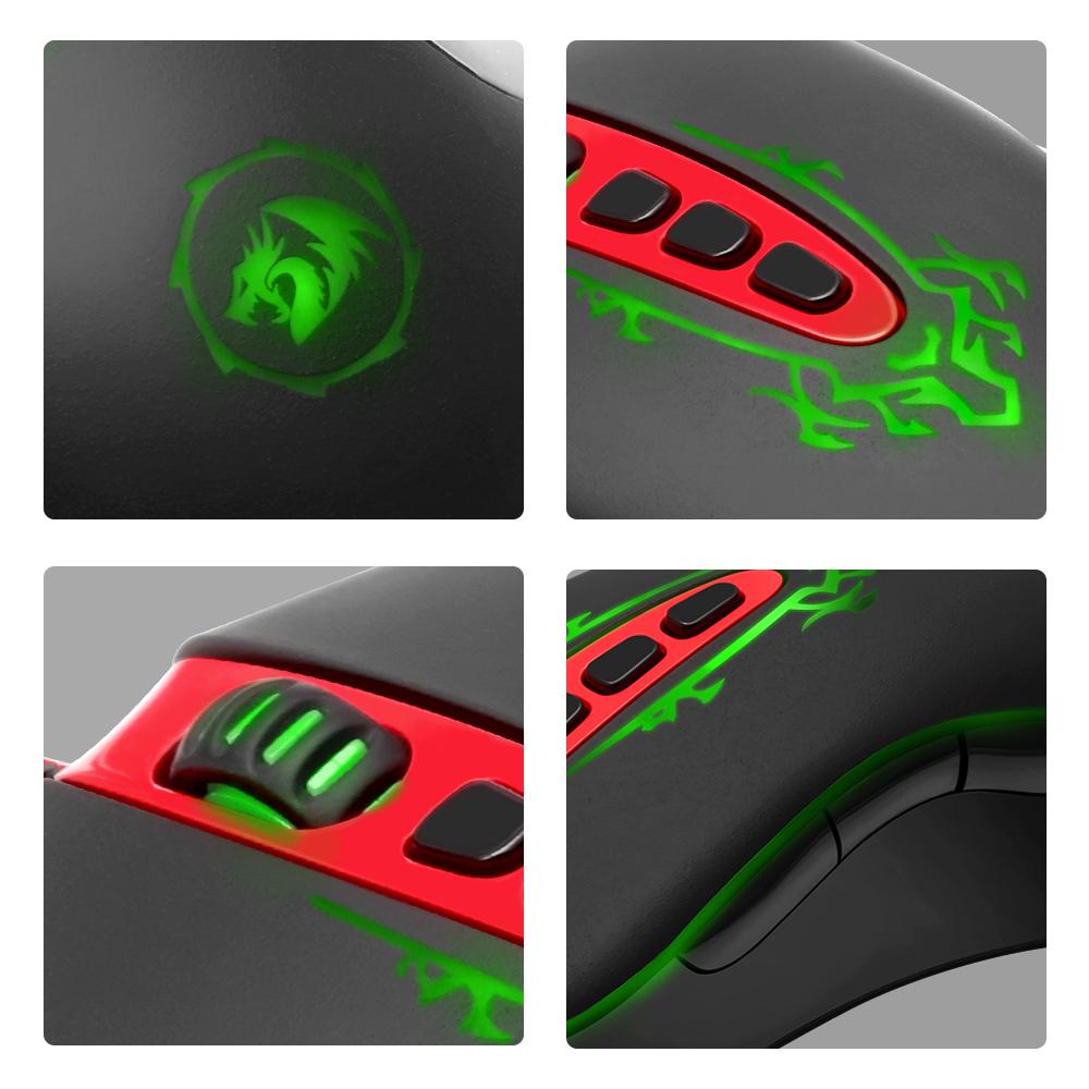 Redragon Gaming Mouse PC 3200 DPI Durable smooth TEFLON feet pads 5 programmable buttons high-speed USB Wired for Desktop