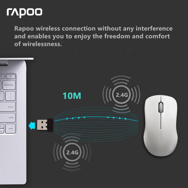 Rapoo Silent Wireless Optical Mouse Mute Button Click Mini Noiseless Game Mice 1000 DPI for Macbook PC Laptop Computer