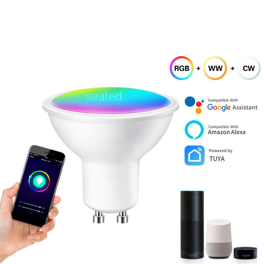 WIFI Smart Spotlight GU10 RGBCW Mobile Phone APP Dimming And Color Matching Support Alexa Speaker Control