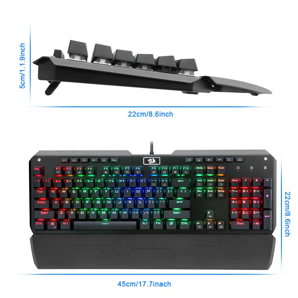 Redragon USB mechanical gaming keyboard ergonomic RGB LED backlit keys Full key anti-ghosting 104 wired Computer gamer K555RGB