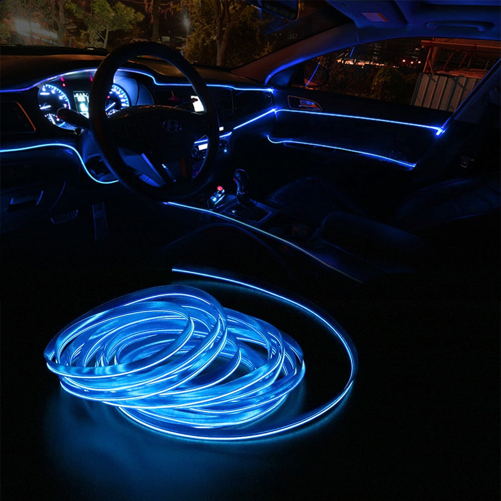 FORAUTO 5 Meters Car Interior Lighting Auto LED Strip EL Wire Rope Auto Atmosphere Decorative Lamp Flexible Neon Light DIY