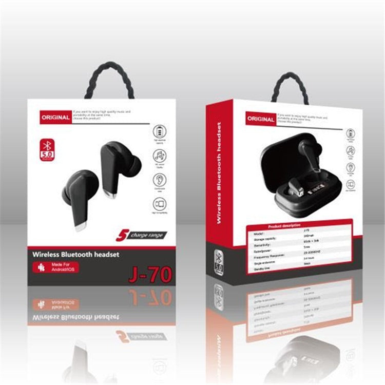 Bluetooth Headset TWS Wireless Headset 5.0 Half-In-Ear J70 Touch Wireless Sports Headset