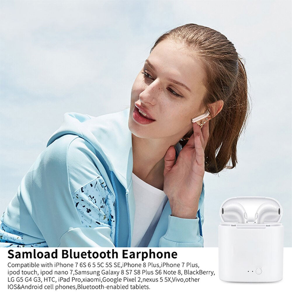 Wireless Bluetooth Earphone I7 TWS Earbuds Headphone Double Twins Stereo Music Headset For Apple ipad iPhone 6 i7 Xiaomi Huawei