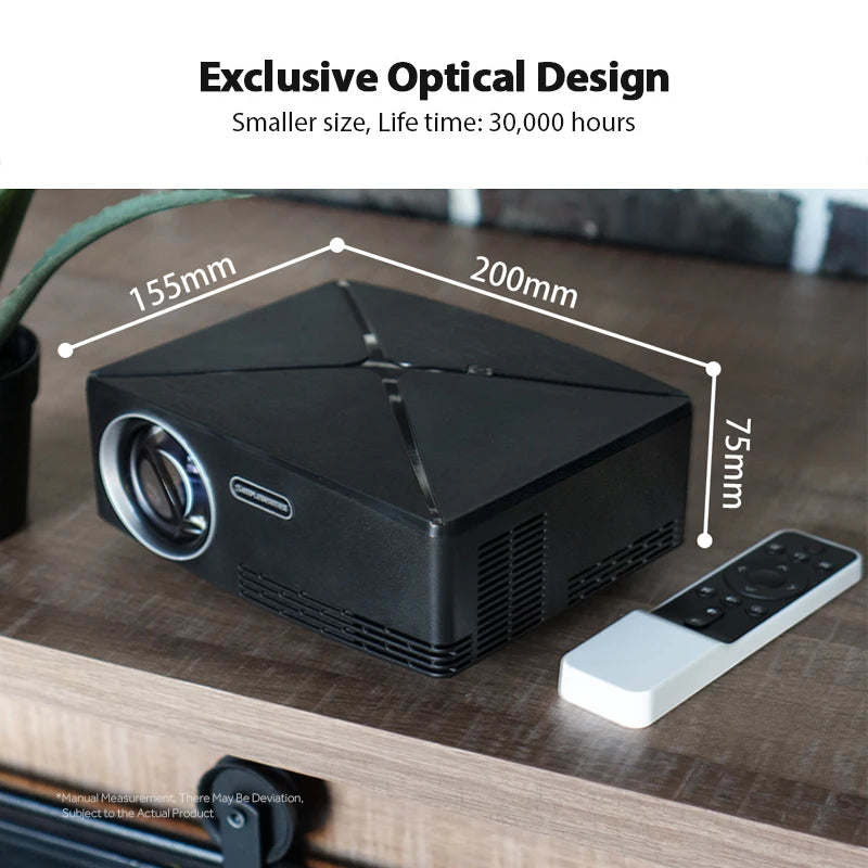 AUN MINI Projector C80 UP, 1280x720 Resolution, Android WIFI Proyector, LED Portable HD Beamer for Home Cinema, Optional C80