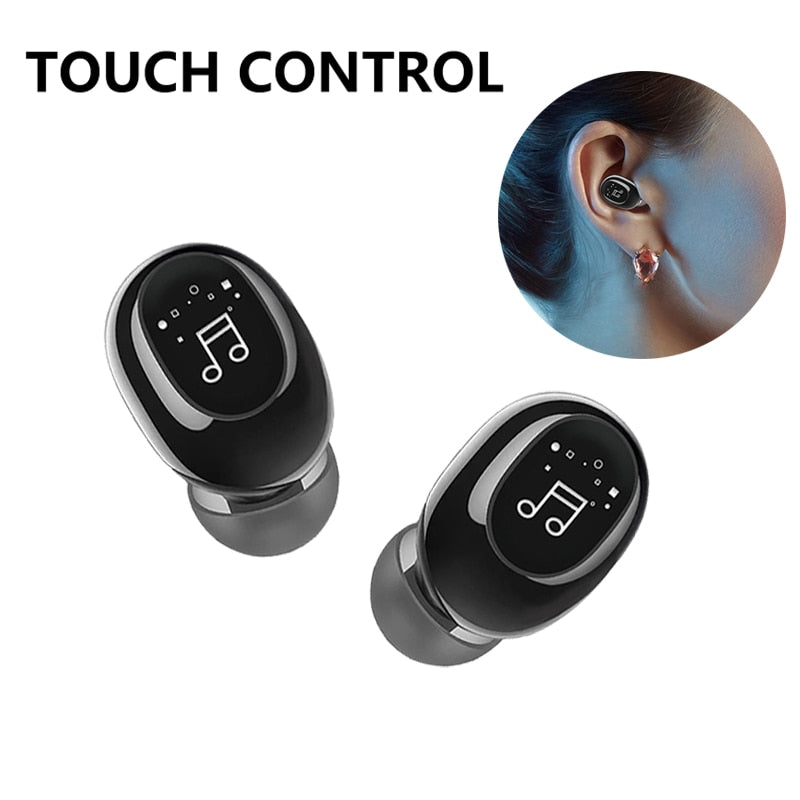 Invisible Ture Wireless Earphone Noise Cancelling Bluetooth Headphone Handsfree Stereo Headset TWS Earbud With Microphone