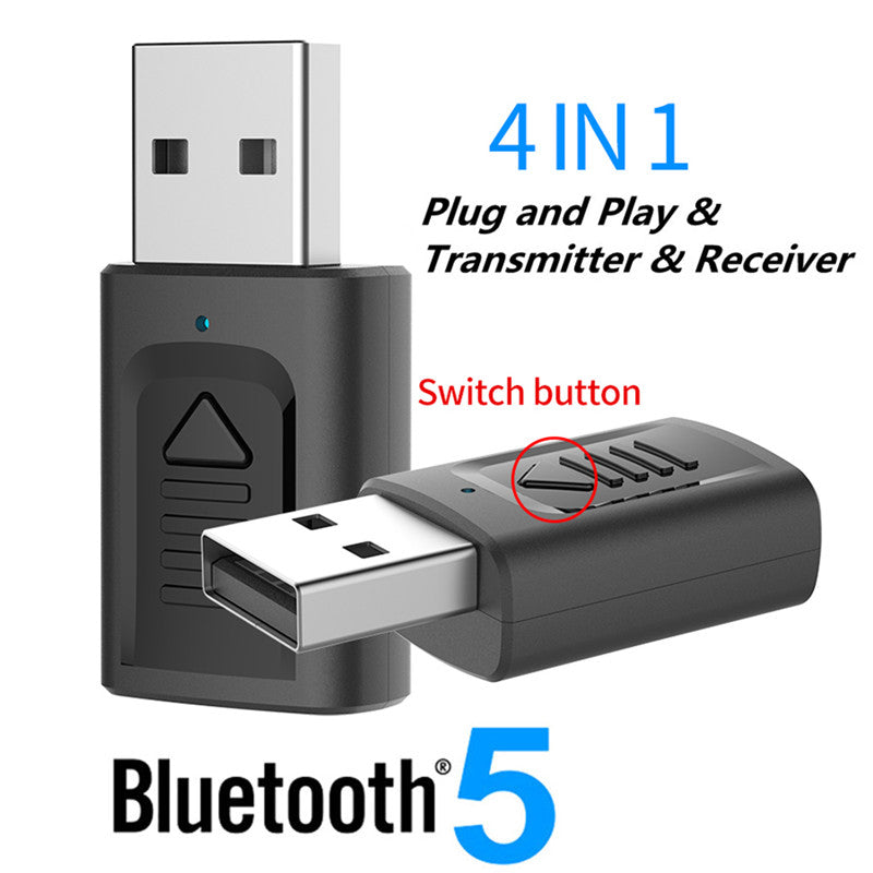 USB Bluetooth 5.0 Adapter 3.5mm AUX BT Audio Receiver Transmitter Wireless Dongle For Car TV Speaker 4 in 1 Bluetooth Adapter