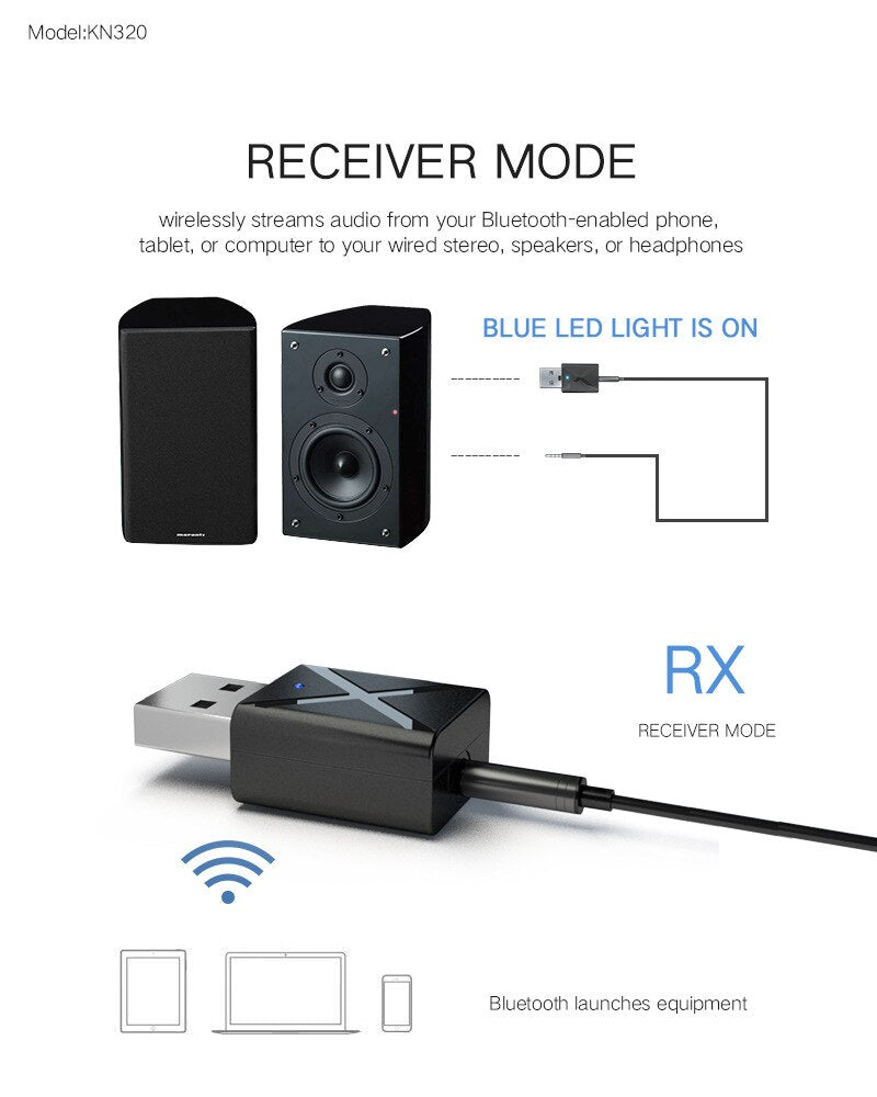 Bluetooth 5.0 Audio Receiver Transmitter Mini Stereo Bluetooth AUX RCA USB 3.5mm Jack For TV PC Car Kit Wireless Adapter