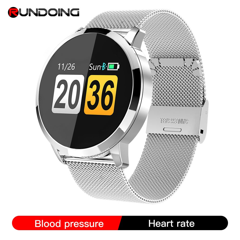 RUNDOING Q8 Smart Watch OLED Color Screen Smartwatch women Fashion Fitness Tracker Heart Rate monitor