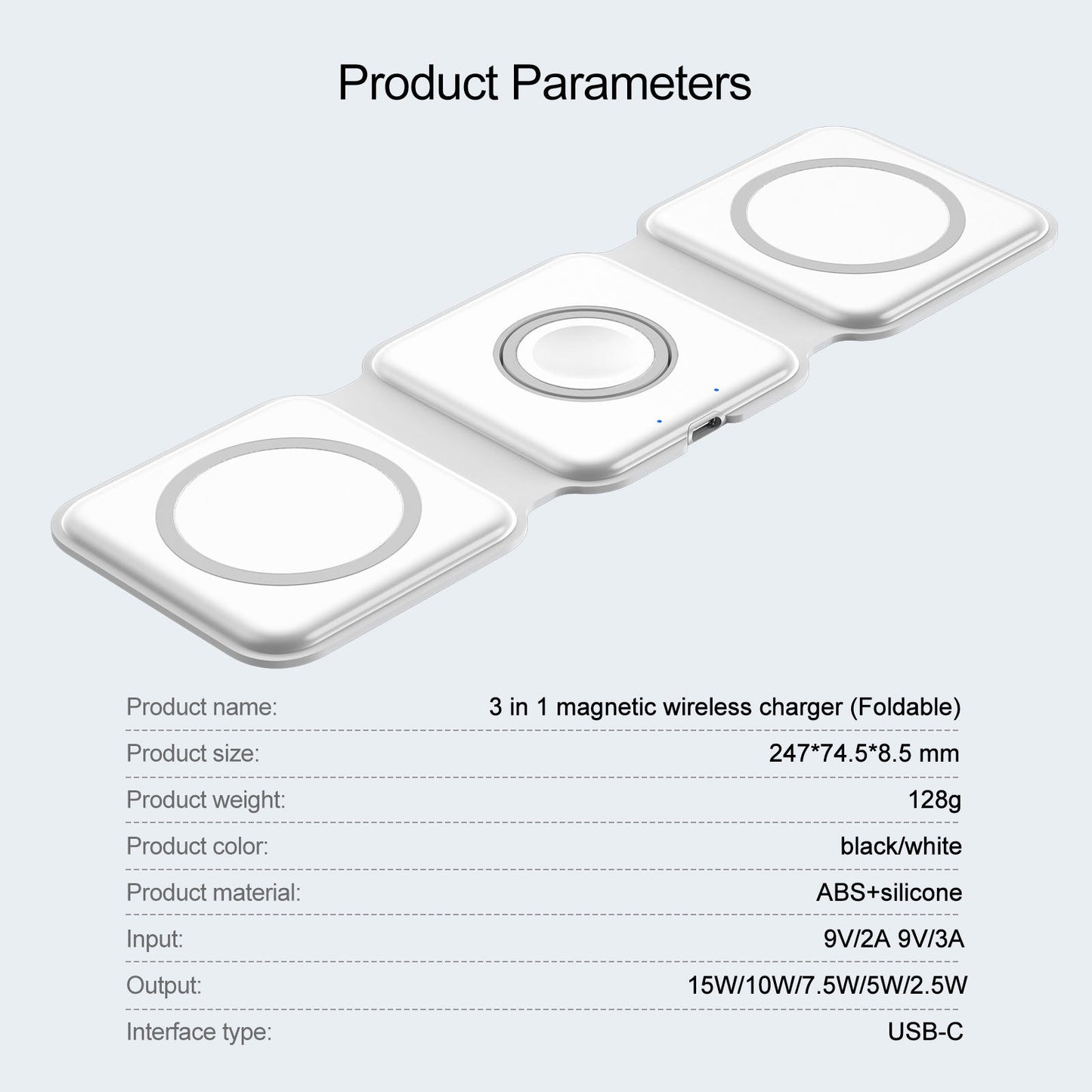 Magsafe15W Fast Charging Wireless Charging Three-In-One Folding Magnetic Wireless Charger For Apple Headset Watch