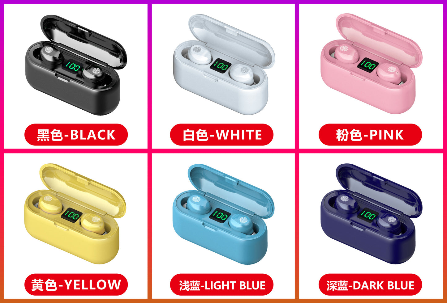 M10M30 Bluetooth Headset High-Capacity Wireless Private Model TWS New F9 Smiley Face Binaural 5.1 Noise Cancellation