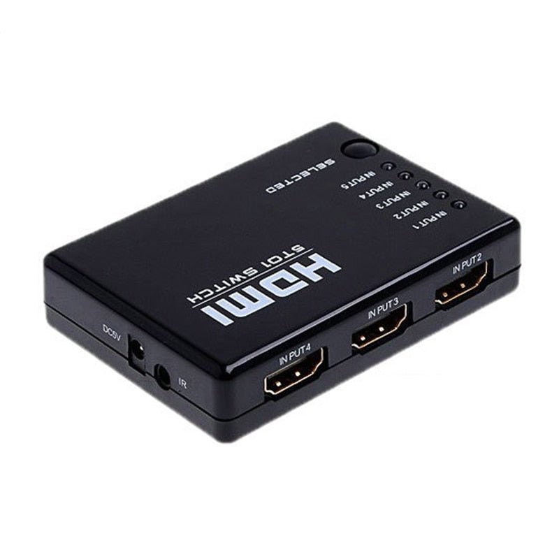 1Set Mini 5 Port 1080P Video HDMI Switch Switcher HDMI Splitter with IR Remote splitter box for HDTV PS3 DVD