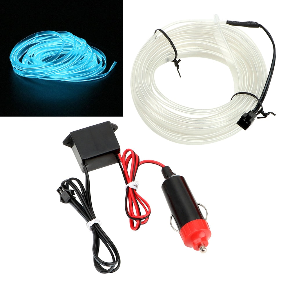 FORAUTO 5 Meters Car Interior Lighting Auto LED Strip EL Wire Rope Auto Atmosphere Decorative Lamp Flexible Neon Light DIY