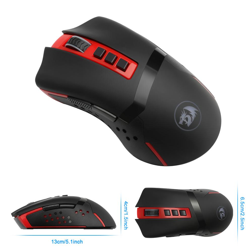 Redragon USB Wireless Gaming Mouse 4800 DPI 9 buttons ergonomic design for 2.4G desktop computer accessories  gamer lol PC