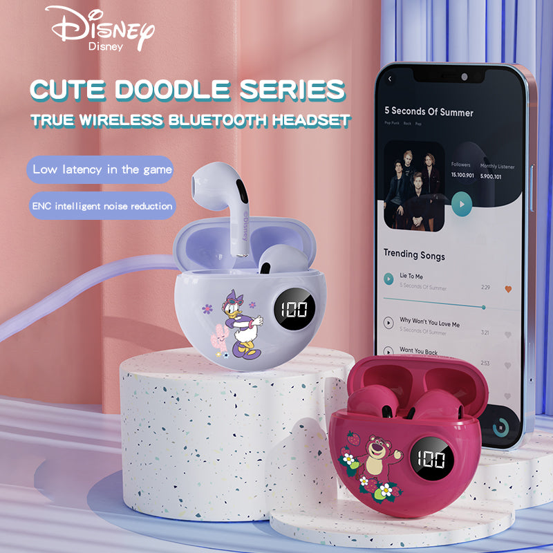 New Minnie Mickey Digital Display Bluetooth Headset Co-Branded Bluetooth Headset Apro6 Half In-Ear TWS