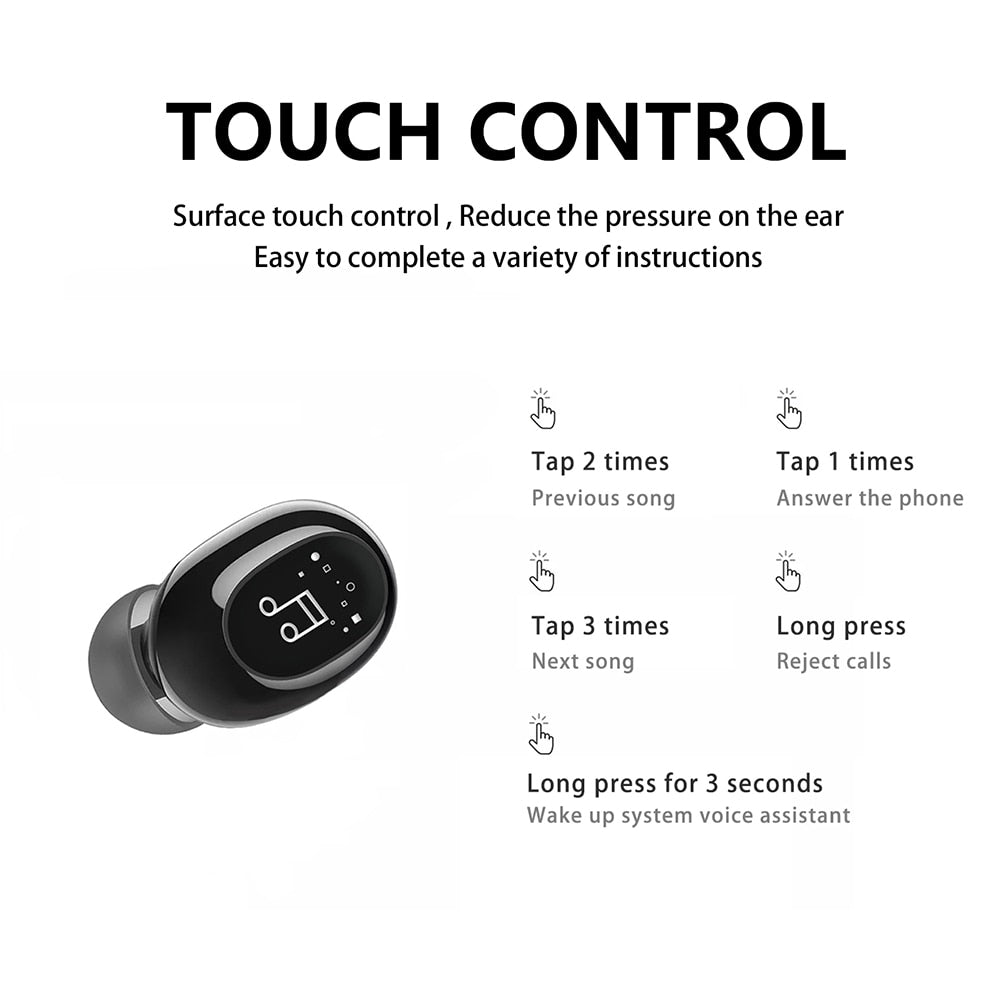 Invisible Ture Wireless Earphone Noise Cancelling Bluetooth Headphone Handsfree Stereo Headset TWS Earbud With Microphone