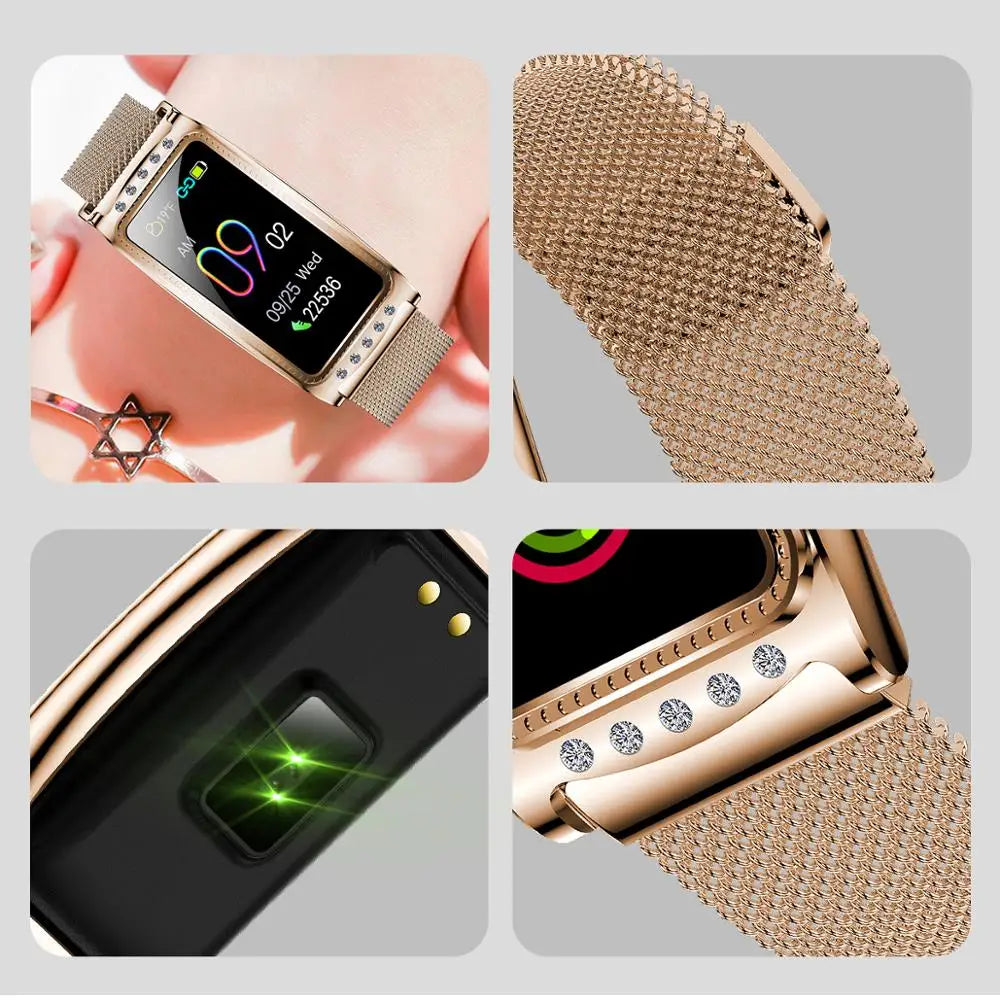 F28 Women Smart Watch For Android IOS Heart Rate Measuring Blood Pressure Monitor Women's Bracelet Waterproof Fitness Bracelet