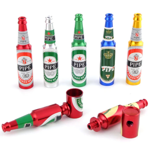 New Design Mini Beer Smoking Metal Herb Tobacco Pipes Portable Creative Gifts 5 Random Colors Tube Pipes Accessories